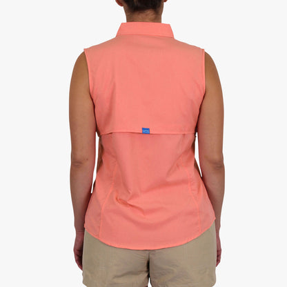 Coral Women's Wrangle Sleeveless Button Down Shirt / AFTCO Popular