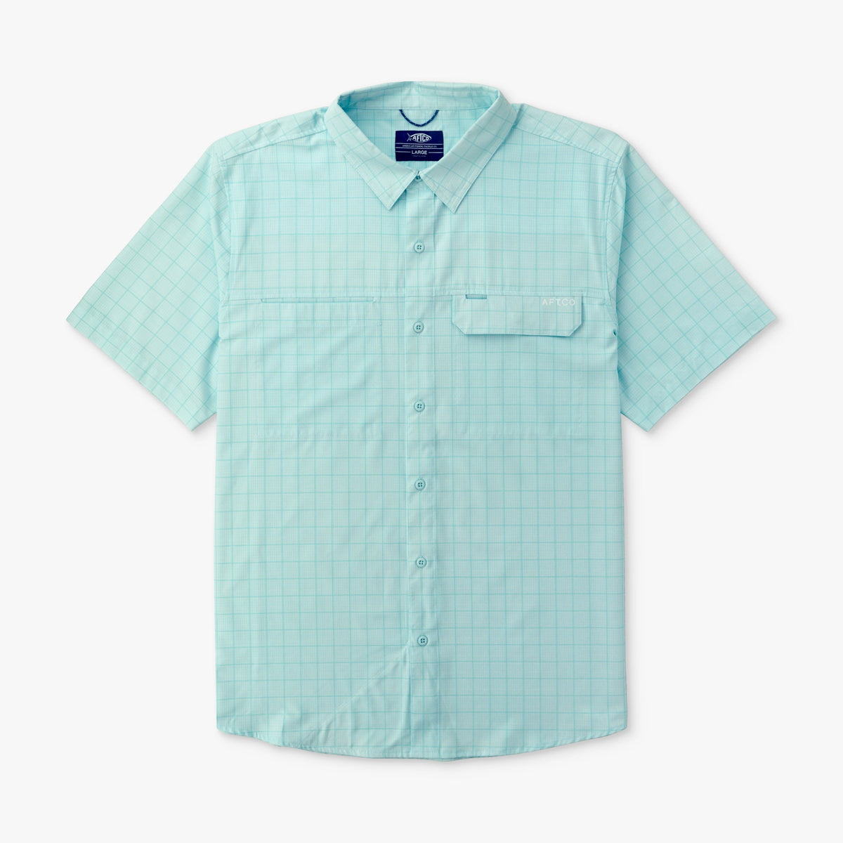 Oyster Gray Air O Mesh Printed SS Button Down Fishing Shirt / AFTCO Classic