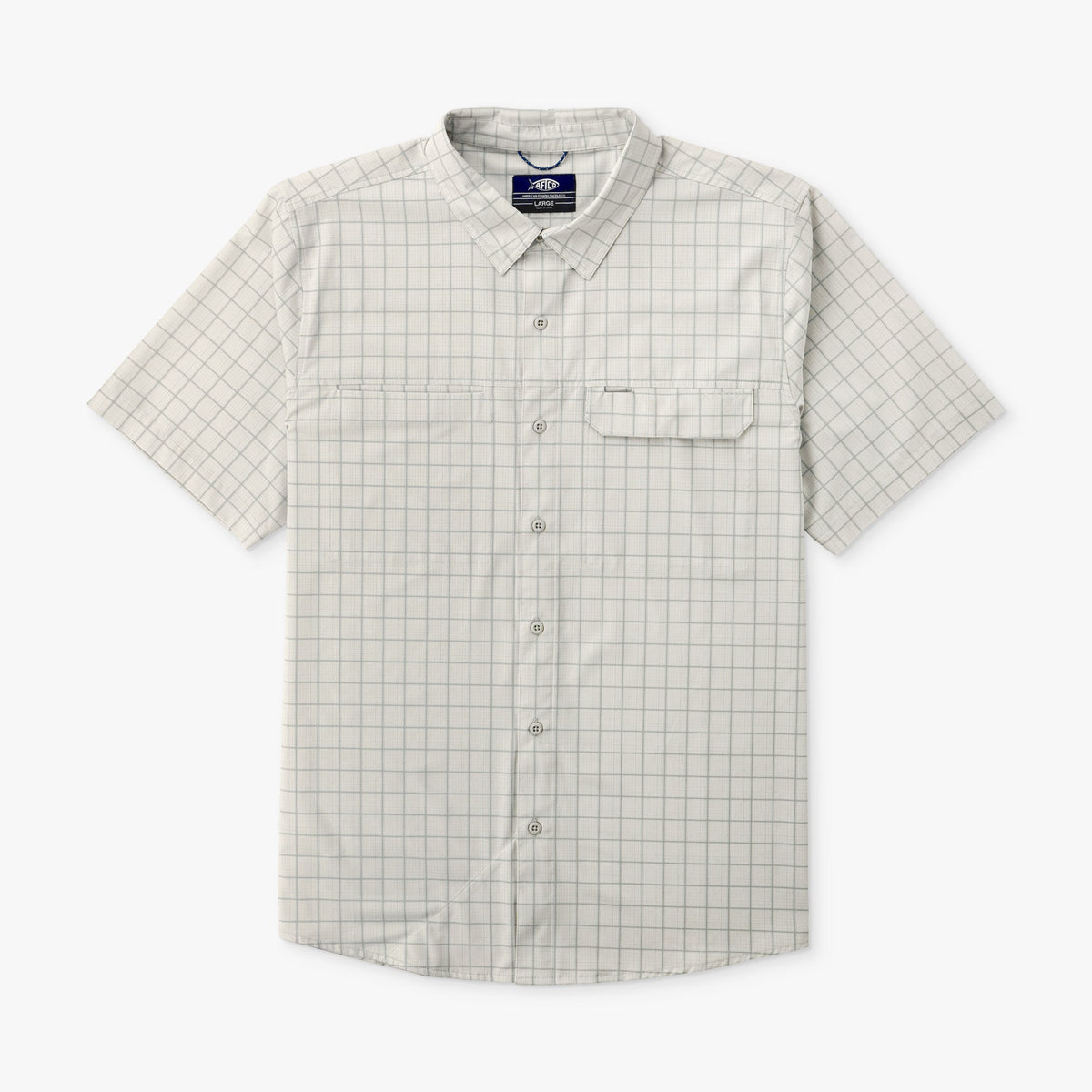 Oyster Gray Air O Mesh Printed SS Button Down Fishing Shirt / AFTCO Classic