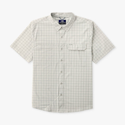 Oyster Gray Air O Mesh Printed SS Button Down Fishing Shirt / AFTCO Classic