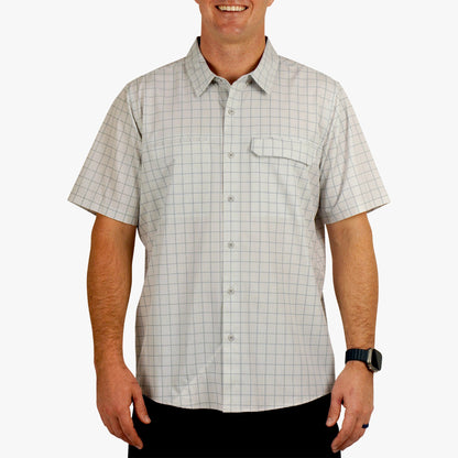Oyster Gray Air O Mesh Printed SS Button Down Fishing Shirt / AFTCO Classic