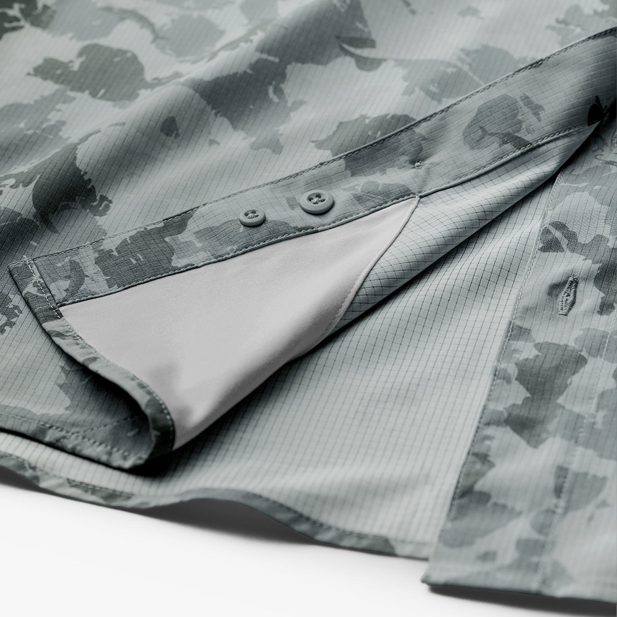 Oyster Gray Air O Mesh Printed SS Button Down Fishing Shirt / AFTCO Classic
