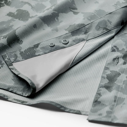 Oyster Gray Air O Mesh Printed SS Button Down Fishing Shirt / AFTCO Classic