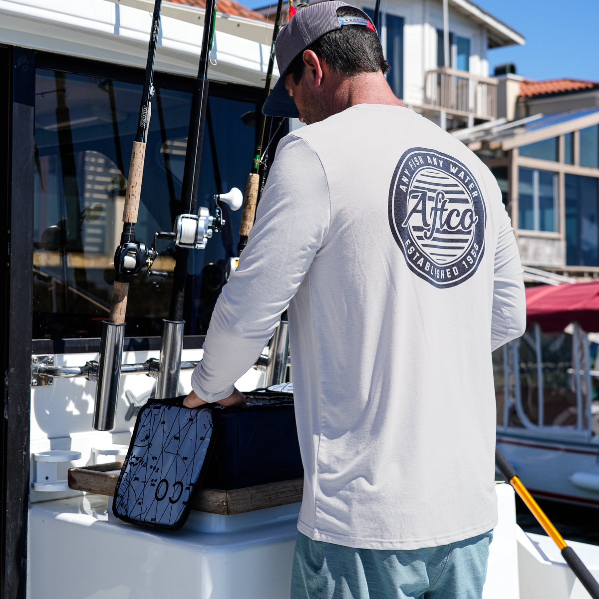 Dusk Heather Ocean Bound LS UV Protection Fishing Shirts / AFTCO Hot Sale