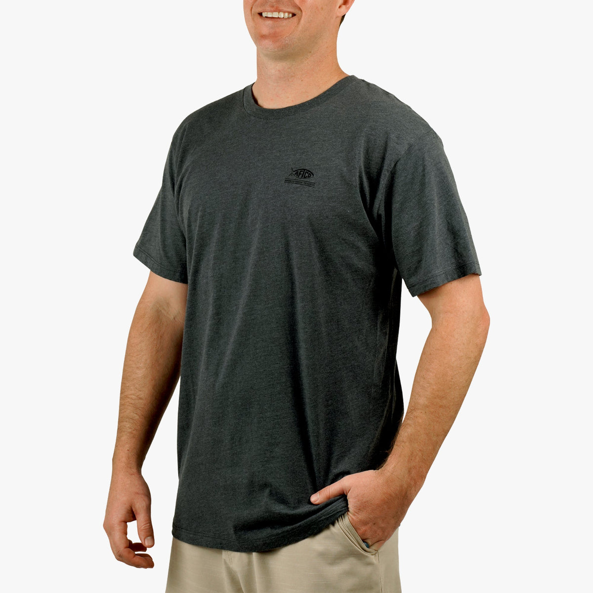 Charcoal Heather Skipping SS Boating T-Shirt / AFTCO Top Pick