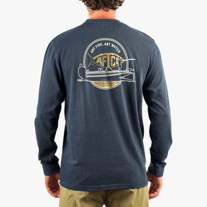Navy Horizon Long Sleeve Fishing Tee Shirt / AFTCO Special Offer