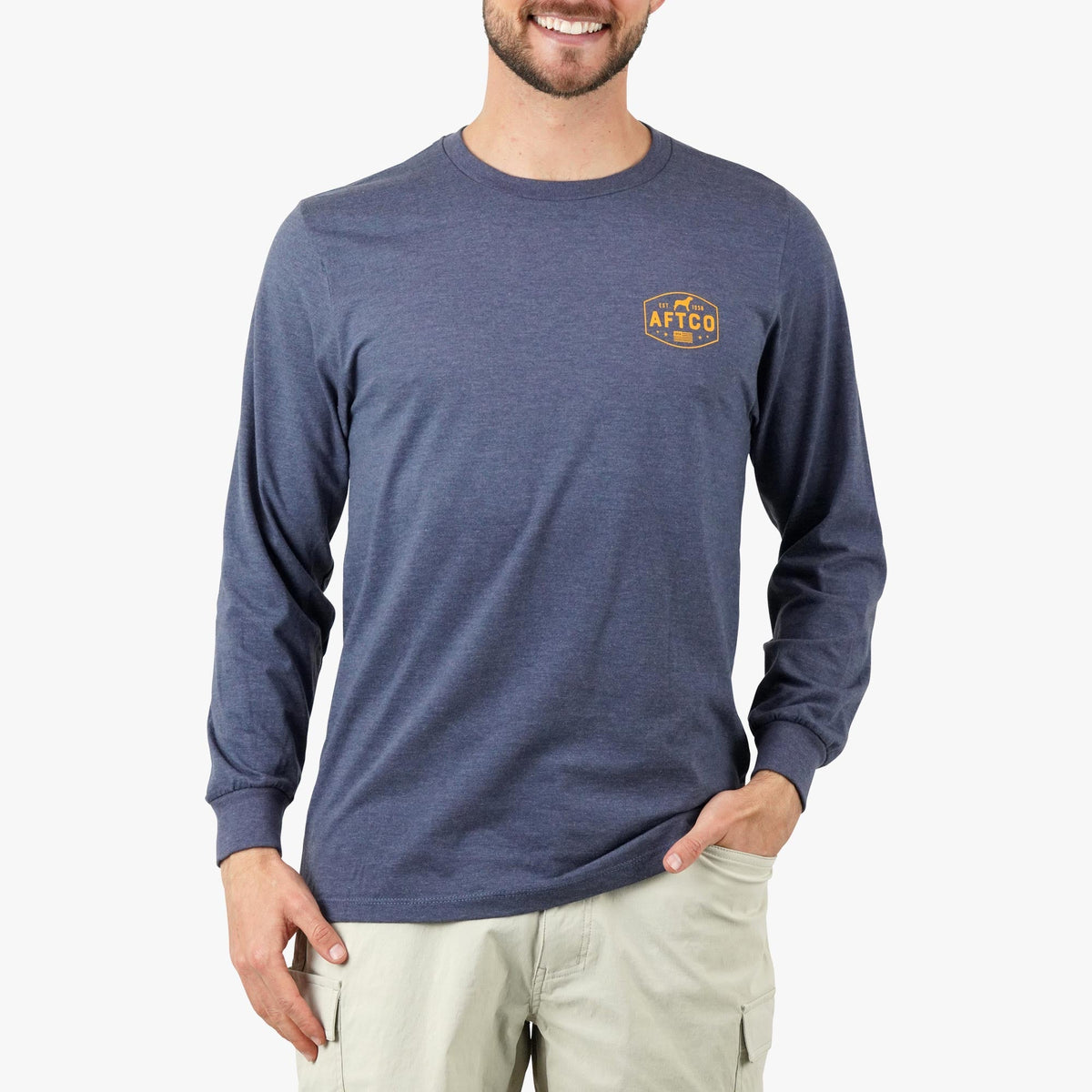 Brick Heather Best Friend Long Sleeve Fishing T-Shirts / AFTCO Trusted