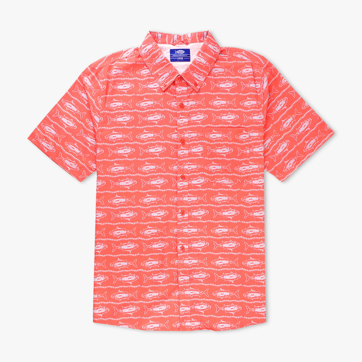 Soft Coral Boatbar SS Button Down Fishing Shirt / AFTCO Signature