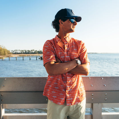 Soft Coral Boatbar SS Button Down Fishing Shirt / AFTCO Signature