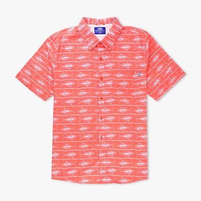 Soft Coral Boatbar SS Button Down Fishing Shirt / AFTCO Signature