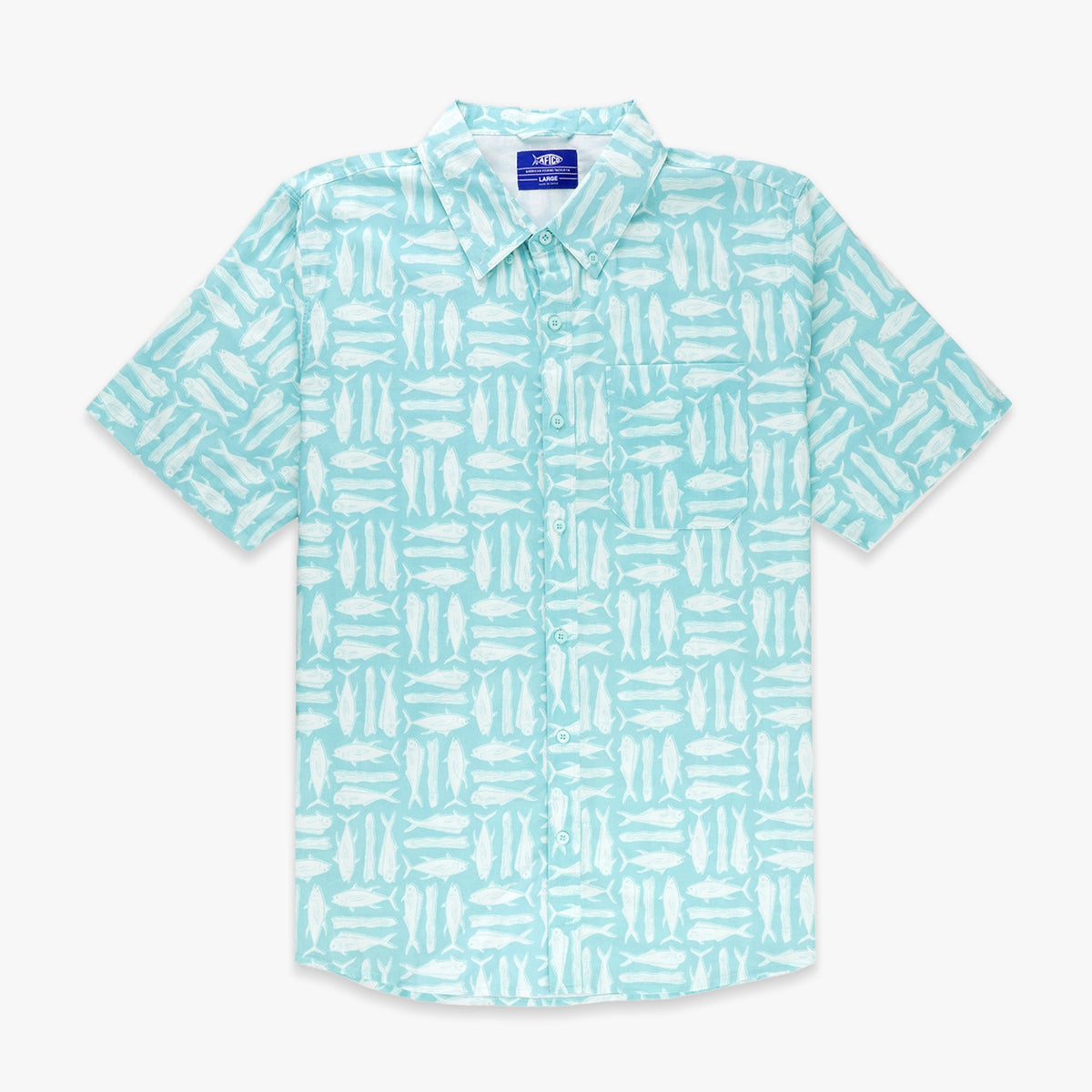 Pastel Turquoise Boatbar SS Button Down Fishing Shirt / AFTCO Sale