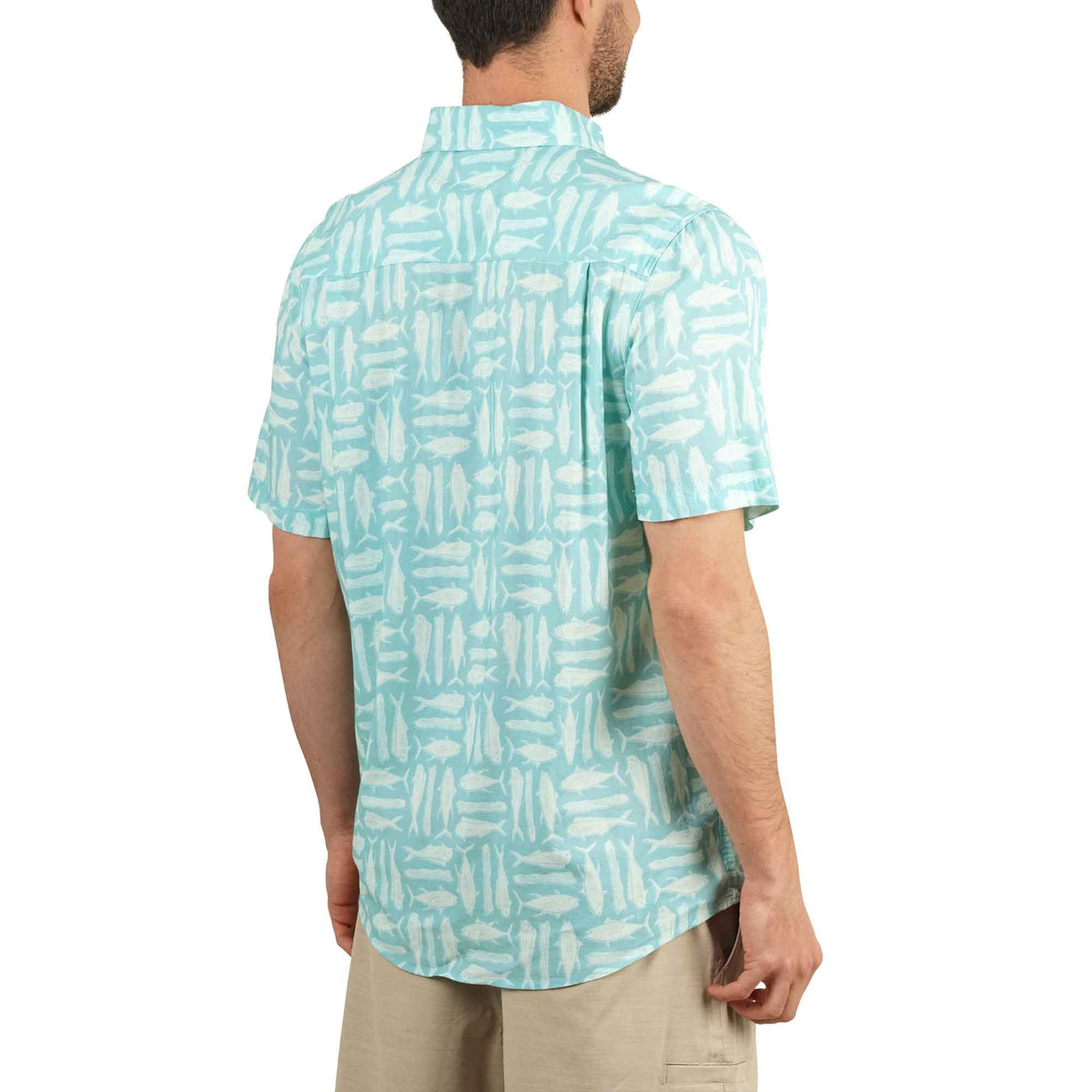 Pastel Turquoise Boatbar SS Button Down Fishing Shirt / AFTCO Sale