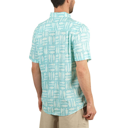 Pastel Turquoise Boatbar SS Button Down Fishing Shirt / AFTCO Sale