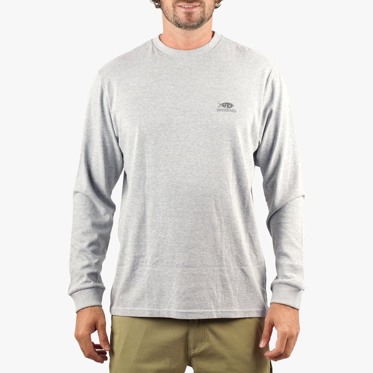 Athletic Heather Domino Long Sleeve Fishing T-Shirt / AFTCO Signature