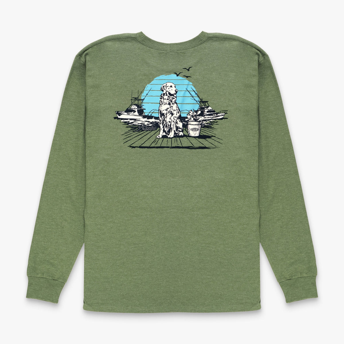 Army Heather Bucket Long Sleeve Fishing Tee Shirt / AFTCO Top Pick