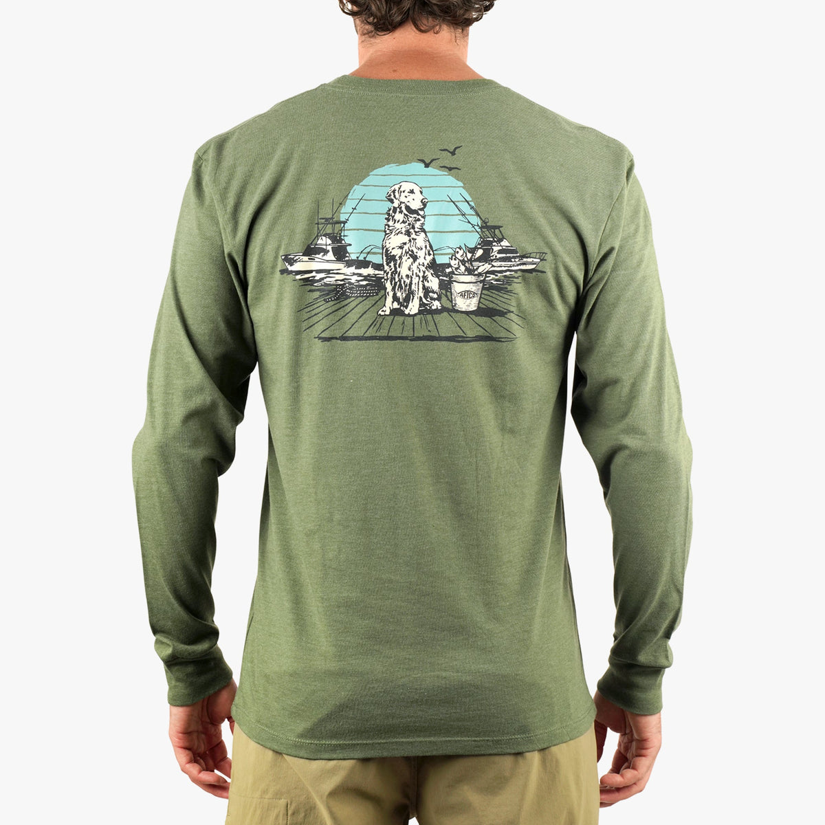 Army Heather Bucket Long Sleeve Fishing Tee Shirt / AFTCO Top Pick
